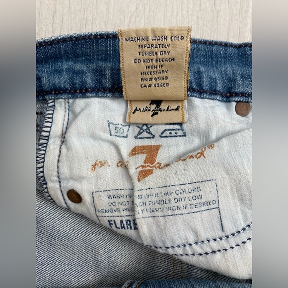 Vintage 7 For All Mankind Size 30 Denim Jeans Flare - Picture 5 of 6